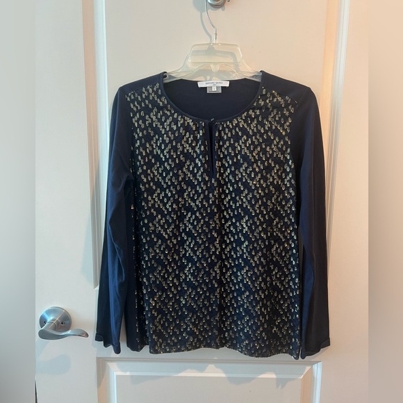 GERARD DAREL Women's Navy and Gold Patterned Top - Picture 5 of 10